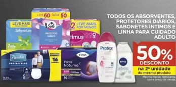 Oferta de Leve - Todos Os Absorventes Protetores Diarios Sabonetes Intimos E Linha Para Cuidado Adulto em Carrefour