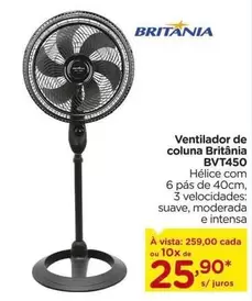 Oferta de Britânia - Ventilador De Coluna Bvt450 por R$259 em Carrefour