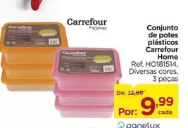 Oferta de Carrefour - Conjunto de potes plásticos por R$9,99 em Carrefour