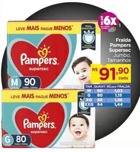 Oferta de Pampers - Fralda Supersec por R$91,9 em Carrefour