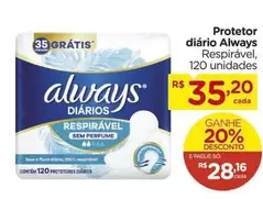 Oferta de Always - Protetor Diário por R$35,2 em Carrefour