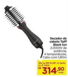 Oferta de Taiff - Secador De Cabelo Black Ion por R$31,49 em Carrefour