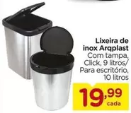 Oferta de Arquiplast - Lixeira De Inox Arqplast por R$19,99 em Carrefour