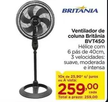 Oferta de Britânia - Ventilador De Coluna Bvt450 por R$259 em Carrefour