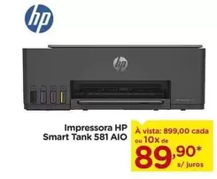 Oferta de HP - Impressora  Smart Tank 581 AIO por R$899 em Carrefour