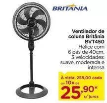 Oferta de Britânia - Ventilador De Coluna Bvt450 por R$259 em Carrefour