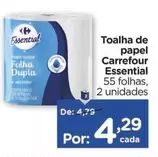 Oferta de Carrefour - Toalha De Papel Essential por R$4,29 em Carrefour