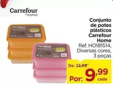 Oferta de Carrefour - Conjunto de potes plásticos por R$9,99 em Carrefour