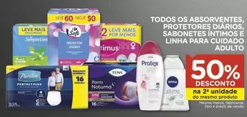 Oferta de Leve - Todos Os Absorventes, Protetores Diarios, Sabonetes Intimose E Linha Para Cuida em Carrefour