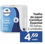 Oferta de Carrefour - Toalha De Papel Essential por R$4,69 em Carrefour