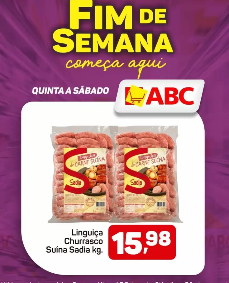 Oferta de Abc - Linguiça Churrasco por R$15,98 em Supermercados ABC