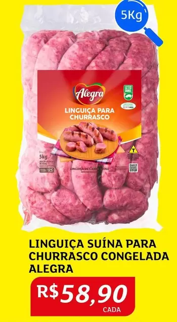 Oferta de Alegra - Linguiça Suína Para Churrasco Congelada por R$58,9 em Assaí Atacadista