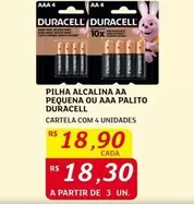 Oferta de Duracell - Pilha Alcalina Aa Pequena Ou Aaa Palito por R$18,9 em Assaí Atacadista