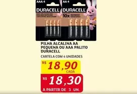 Oferta de Duracell - Pilha Alcalina Aa Pequena Ou Aaa Palito por R$18,9 em Assaí Atacadista