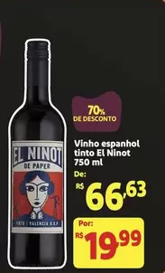 Oferta de Vinho Espanhol Tinto por R$66,63 em Extra