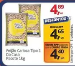 Oferta de Da Casa - Feijão Carioca Tipo 1 por R$4,89 em Tenda Atacado