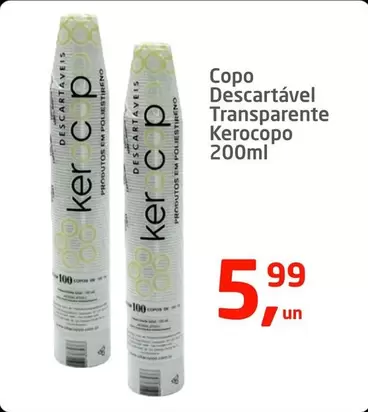 Oferta de Kerocopo - copo descartável transparente por R$5,99 em Tenda Atacado