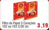 Oferta de 3 Corações - Filtro De Papel por R$3,19 em Spani Atacadista