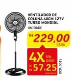 Oferta de Mondial - Ventilador De Coluna 40cm 127v Turbo por R$229 em Assaí Atacadista