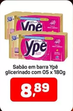 Oferta de Ypê - Sabão Em Barra Glicerinado Com por R$8,89 em Supermercados ABC