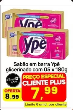 Oferta de Ypê - Sabao Em Barra Glicerinado Com 05 por R$8,99 em Supermercados ABC