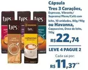 Oferta de 3 Corações - Cápsula por R$22,74 em Sam's Club