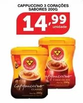 Oferta de 3 Corações - Cappuccino por R$14,99 em Roldão