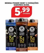 Oferta de 3 Corações - Bebida Power Whey por R$5,99 em Roldão