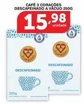 Oferta de 3 Corações - Café Descafeinado A Vácuo por R$15,98 em Roldão