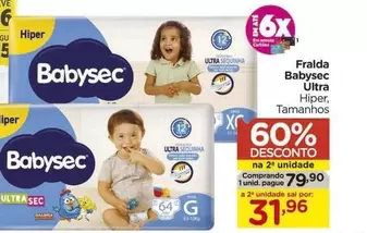 Oferta de Babysec - Fralda Ultra por R$79,9 em Carrefour