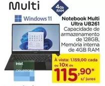 Oferta de Intel - Notebook Ultra UB261 por R$1159 em Carrefour