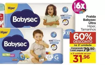 Oferta de Babysec - Fralda Ultra por R$79,9 em Carrefour