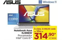 Oferta de Asus - Notebook NJ986W por R$314,9 em Carrefour