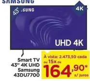 Oferta de Smart - Smart Tv 43" 4K UHD 43DU7700 por R$999 em Carrefour