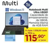 Oferta de Intel - Notebook Ultra UB261 por R$1159 em Carrefour