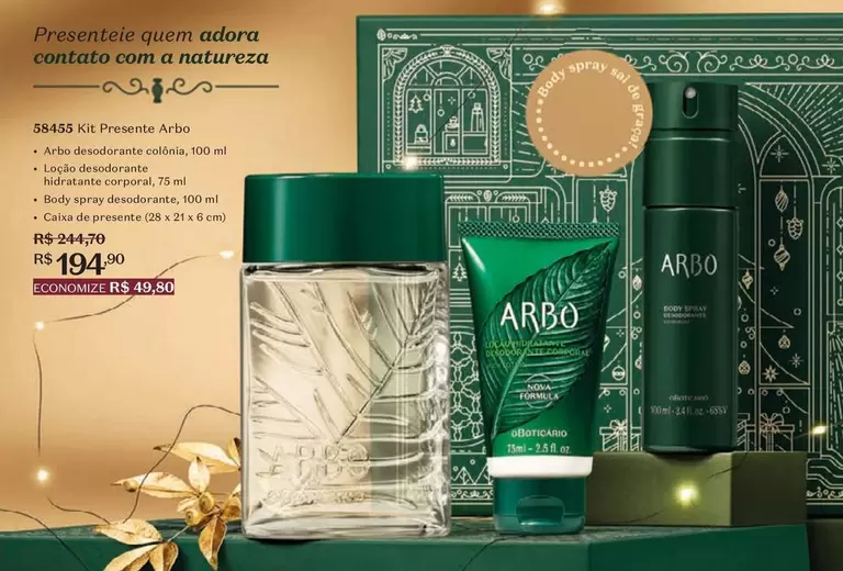 Oferta de Arbo - Presente Premium Addora Contrad Com A Natureza por R$194,9 em O Boticário