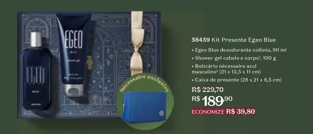 Oferta de Egeo - Kit Presente Esco Blue por R$189,9 em O Boticário