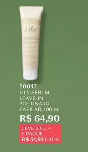 Oferta de Lily - Serum Leave-in Acetinado Capilar por R$64,9 em O Boticário