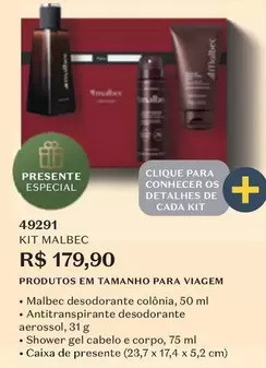 Oferta de Malbec - Kit Para Viagem por R$179,9 em O Boticário