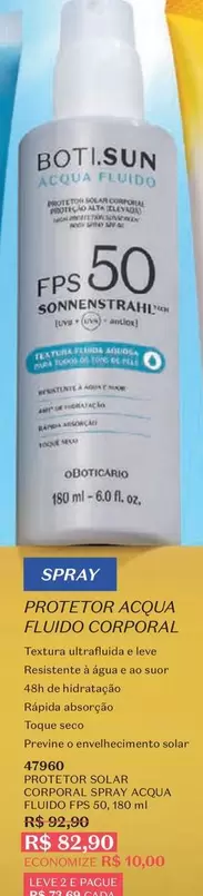 Oferta de Acqua - Protetor  Fluido Corporal por R$32,9 em O Boticário