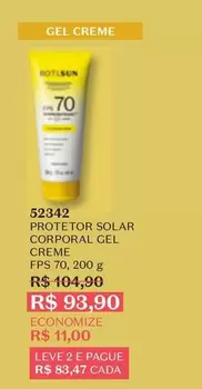 Oferta de Solar - Protetor  Gel Creme Fps 70 por R$98,9 em O Boticário