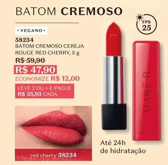 Oferta de O boticario - Batom Cremoso Cereja por R$47,9 em O Boticário