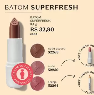 Oferta de Cereja - Batom Superfresh por R$32,9 em O Boticário