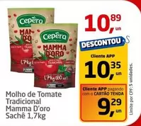 Oferta de Cepêra - Molho De Tomate Tradicional Mamma D'oro por R$10,89 em Tenda Atacado