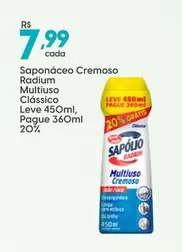 Oferta de Sapólio - Saponáceo Cremoso Radium Multiuso Clássico por R$7,99 em Rissul