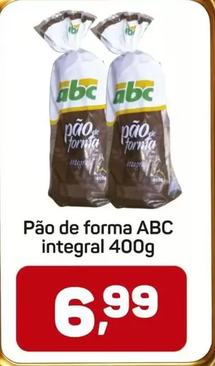 Oferta de Abc - Pao De Forma Integral por R$6,99 em Supermercados ABC