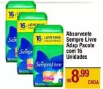 Oferta de Sempre Livre - Absorvente Adapt Pacote Com 16 Unidades por R$8,99 em Max Atacadista