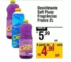 Oferta de Clean - Desinfetante Soft Plus Fragrancias Frasco por R$5,99 em Max Atacadista