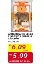 Oferta de Emporio - Arroz Branco Longo Fino Tipo 1 Empório São João por R$6,09 em Assaí Atacadista