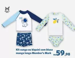 Oferta de Member's Mark - Kit Sunga Ou Biquini Com Blusa Manga Longa por R$59,98 em Sam's Club